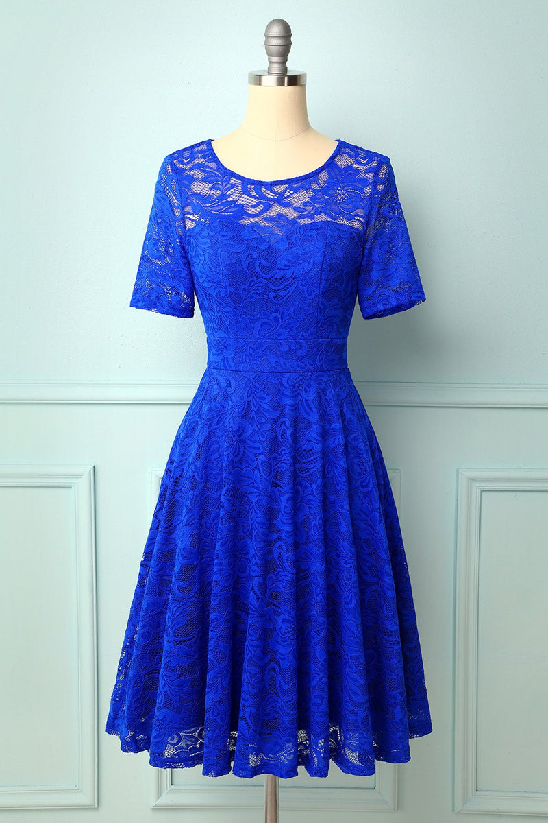 Load image into Gallery viewer, Royal Blue Bridesmaid Lace Dress