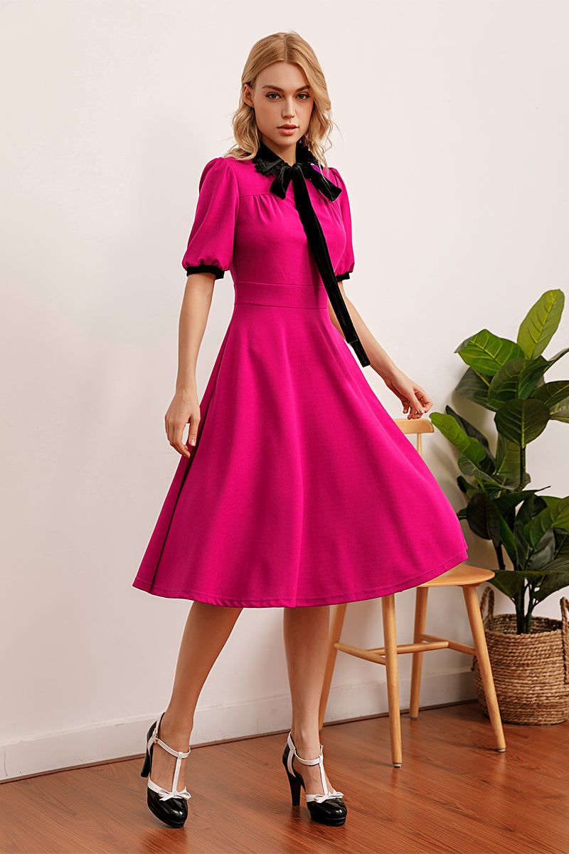 Load image into Gallery viewer, Fuchsia Casual Swing Dress