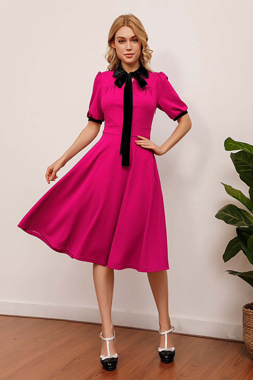 Dress In Fuchsia And Gold Print, Tocca