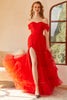 Load image into Gallery viewer, Red Off The Shoulder Prom Dress