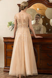 Golden Beaded Mother of the Bride Dress