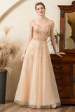 Golden Beaded Mother of the Bride Dress