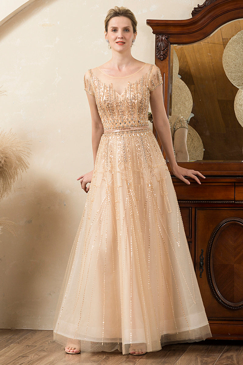 Load image into Gallery viewer, Golden Beaded Mother of the Bride Dress