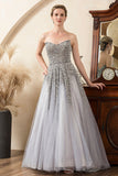 Grey Beading Sparkly Mother of the Bride Dress