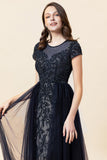 Sparkly Dark Grey Beaded Long Prom Dress