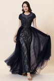 Sparkly Dark Grey Beaded Long Prom Dress