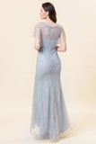 Sparkly Grey Mermaid Beaded Long Evening Dress