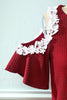Load image into Gallery viewer, Dark Red Off the Shoulder Knitted Dress with Appliques