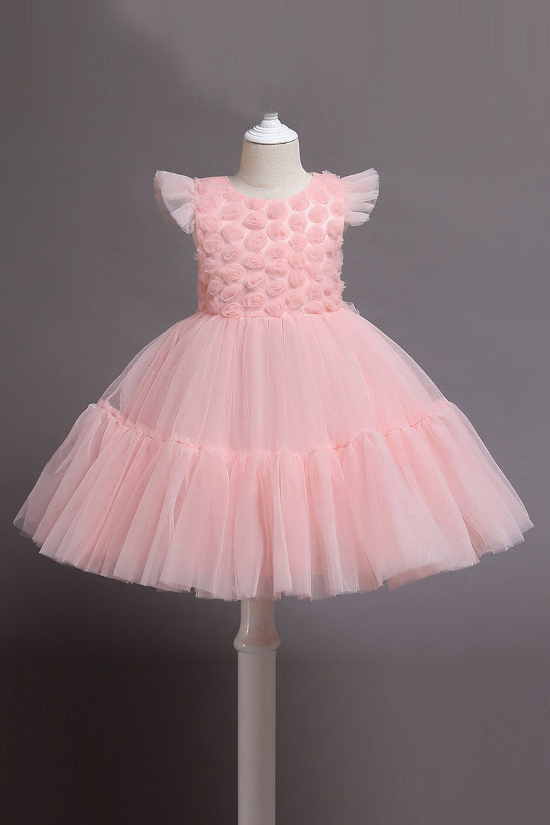 Load image into Gallery viewer, Pink Flower Girl Dress with Bowknot