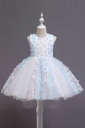 Pink High Low Flower Girl Dress with Bowknot