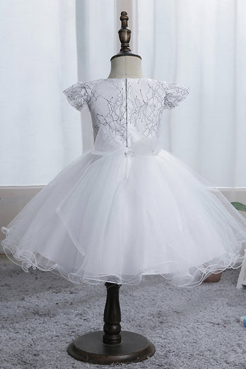 White Flower Girl Dress with Lace