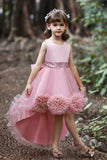 Blush High Low Flower Girl Dress with Flowers