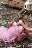 Blush High Low Flower Girl Dress with Flowers