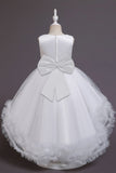 Blush High Low Flower Girl Dress with Flowers