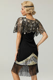 Black Sequin Glitter 1920s Cape