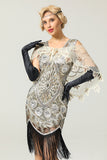 1920s Ivory Flower Sequin Women Cape