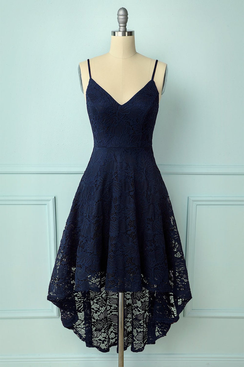 Load image into Gallery viewer, Straps Navy Lace Dress