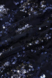 Navy Evening Dress with Beading Sequins