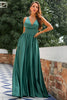 Load image into Gallery viewer, Green Deep V Neck Long Bridesmaid Dress