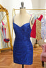 Load image into Gallery viewer, Blue Sequins Tight Backless Short Graduation Dress
