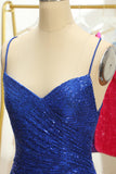 Blue Sequins Tight Backless Short Graduation Dress