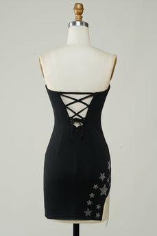 Stylish Sheath Strapless Black Short Party Dress