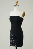 Stylish Sheath Strapless Black Short Party Dress