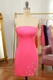 Pink Tight Graduation Dress with Star and Fringes