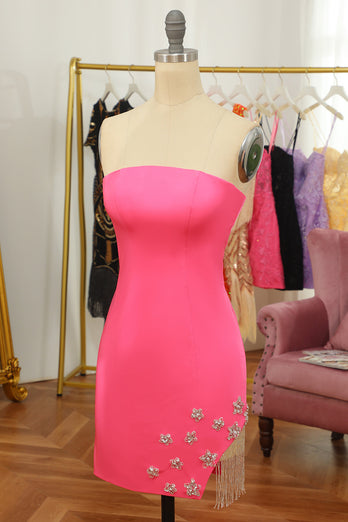 Pink Tight Graduation Dress with Star and Fringes