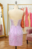 Load image into Gallery viewer, Tight Sweetheart Purple Short Graduation Dress with Appliques