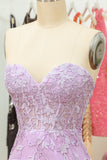 Tight Sweetheart Purple Short Graduation Dress with Appliques