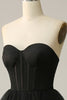 Load image into Gallery viewer, A Line Sweetheart Black Corset Prom Dress with Ruffled
