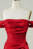 Load image into Gallery viewer, Red Off the Shoulder Asymmetrical Tight Short Homecoming Dress