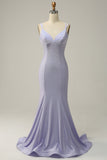 Lavender Mermaid Beading Sparkly Prom Dress