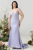Load image into Gallery viewer, Mermaid Spaghetti Straps Lilac Plus Size Prom Dress with Criss Cross Back