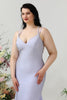 Load image into Gallery viewer, Mermaid Spaghetti Straps Lilac Plus Size Prom Dress with Criss Cross Back