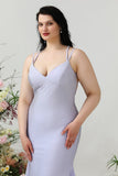 Mermaid Spaghetti Straps Lilac Plus Size Prom Dress with Criss Cross Back