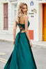 Load image into Gallery viewer, Trendy A Line Spaghetti Straps Peacock Green Long Prom Dress with Appliques