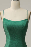 Mermaid Spaghetti Straps Dark Green Long Prom Dress with Beading