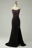 Dark Purple Spaghetti Straps Mermaid Prom Dress with Beading