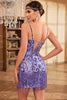 Load image into Gallery viewer, Bodycon Spaghetti Straps Purple Sequins 1920s Dress with Fringes