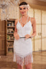 Load image into Gallery viewer, Bodycon Spaghetti Straps White Sequins 1920s Party Dress with Tassel