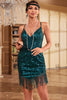 Load image into Gallery viewer, Sheath Spaghetti Straps Peacock Blue Sequins 1920s Dress with Tassel