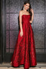 Load image into Gallery viewer, A-Line Strapless Elegant Princess Dark Red Long Prom Dress with 3D Flowers