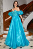 Load image into Gallery viewer, A-Line Blue Corset Prom Dress with Beading