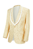 Champagne Shawl Lapel One Button Jacquard Men's Prom Suits