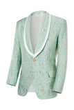 Mint Shawl Lapel One Button Jacquard Men's Prom Suits