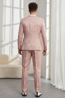 Silm Fit Peak Lapel Light Pink Jacquard Men's Homecoming Suits