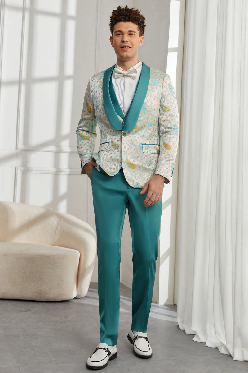 Load image into Gallery viewer, Shawl Lapel One Button Light Green 3 Piece Men&#39;s Homecoming Suits