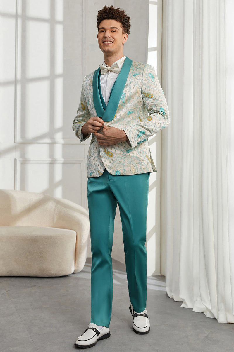 Load image into Gallery viewer, Shawl Lapel One Button Light Green 3 Piece Men&#39;s Homecoming Suits
